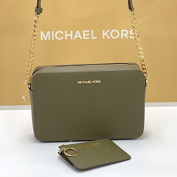 MICHAEL KORS LARGE EAST WEST CROSSBODY & Top Zip Coinpouch With ID Card OLIVE - Picture 6 of 16